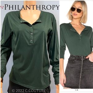 N:philanthropy JENNEL LONG SLEEVE HENLEY IN FOREST Small $118